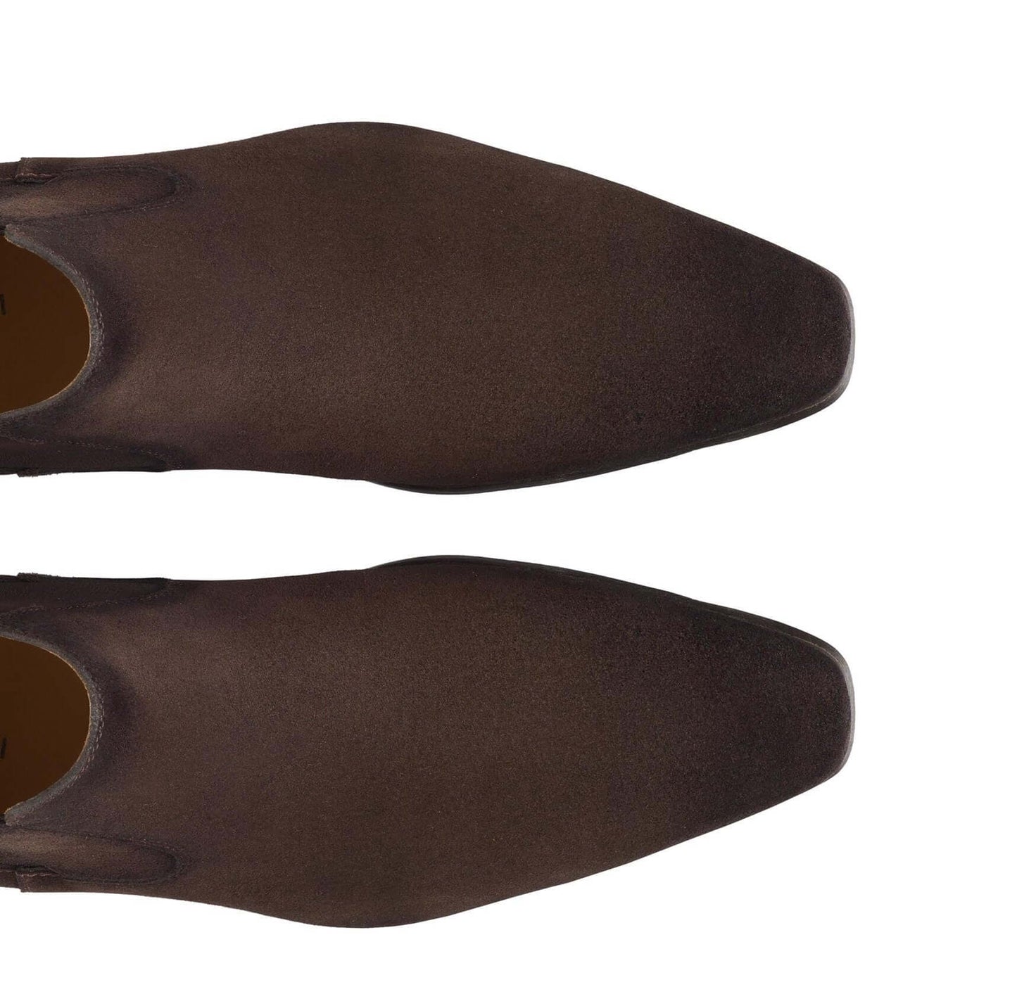 Stivaletti chelsea scamosciati doppia fibbia 320M4G00N100 vista dall'alto in pelle scamosciata marrone.