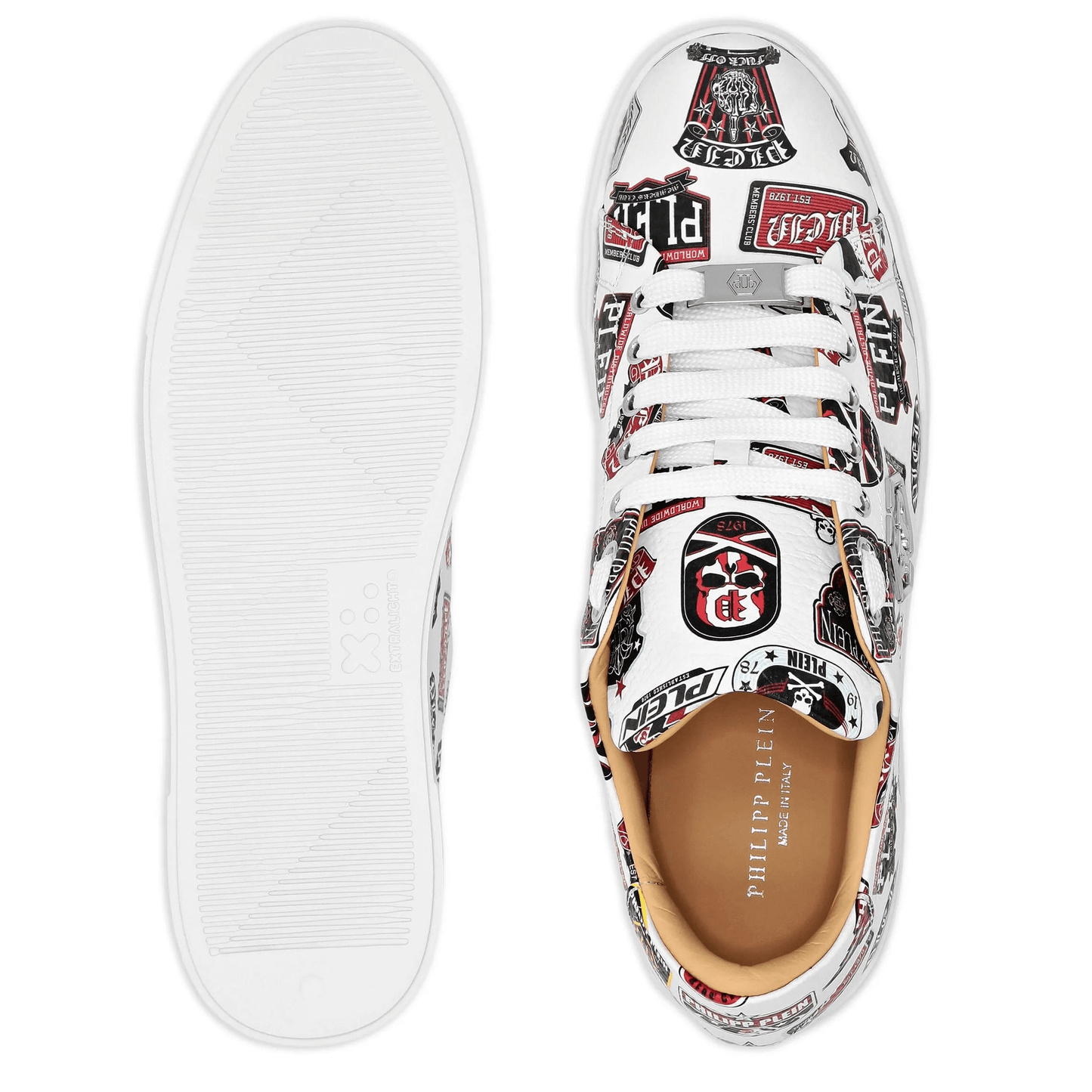 PHILIPP PLEIN Sneakers Bianche in Pelle di Vitello Made in Italy