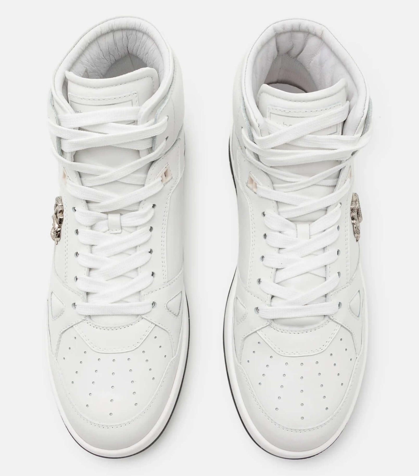 sneakers alto in pelle di vitello 480Z5L01L100, alte sneakers bianche in pelle con dettagli eleganti