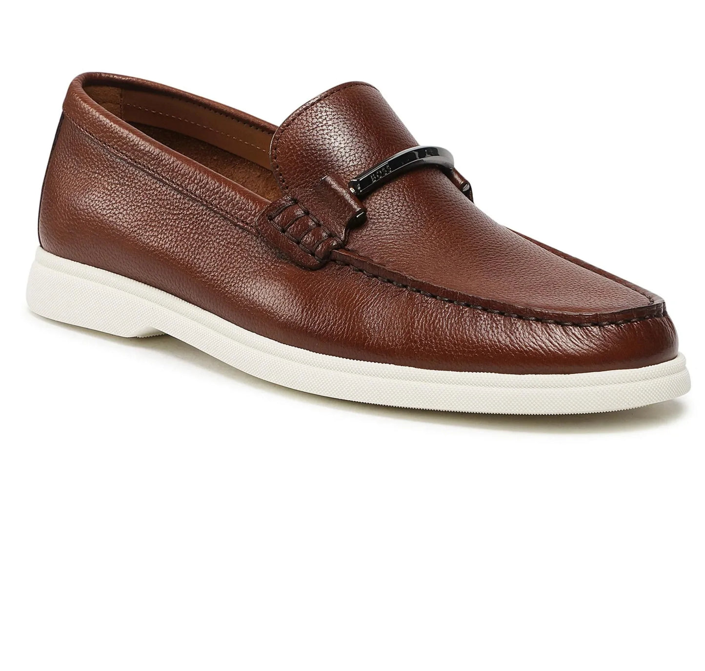 BOSS Mocassini Neri in Pelle Made in Italy, mocassini eleganti in pelle nera di alta qualità.