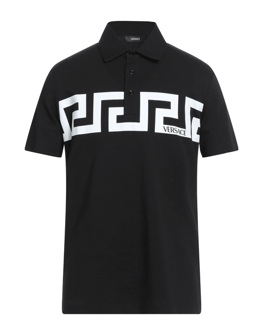 Versace T-shirt Jersey Nero 120Y10X03X100 con stampa logo su un design elegante in jersey nero.
