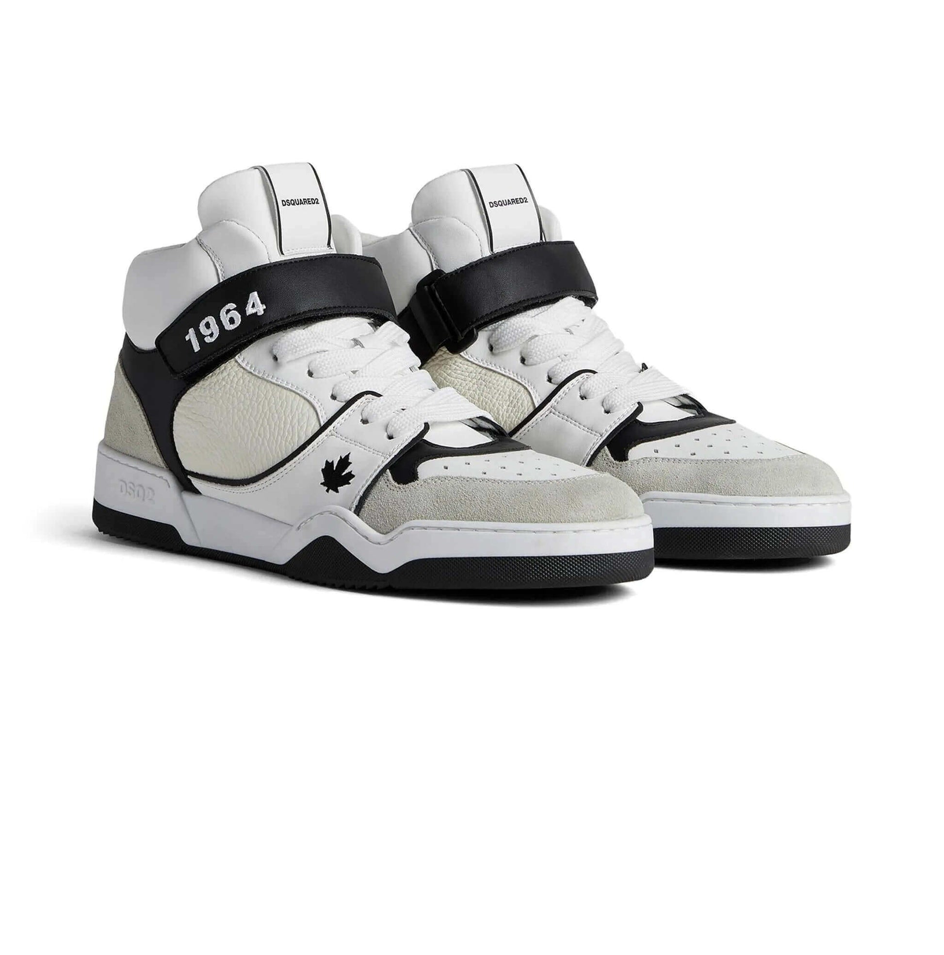 DSQUARED2 Spiker high top sneakers in white and gray with unique design details and a stylish silhouette.