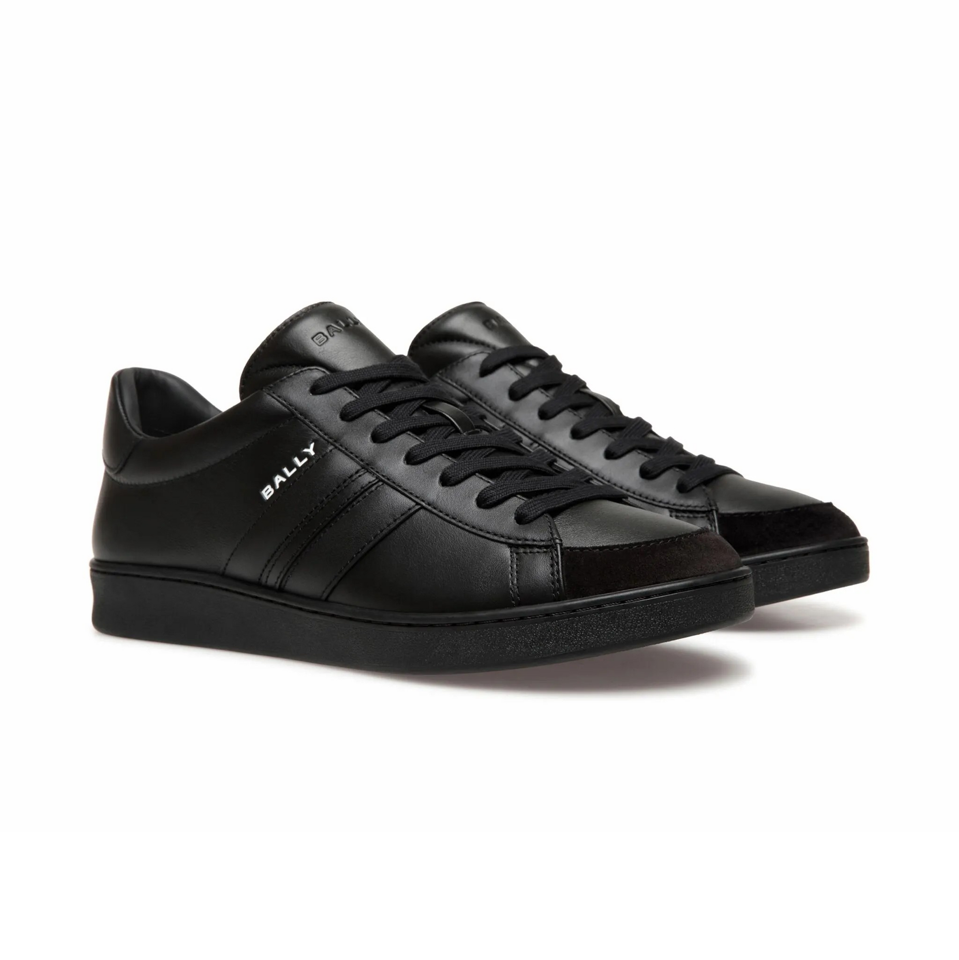 Bally sneakers basse pelle vitello eleganti in pelle nera, design minimalista e raffinato, Made in Italy.