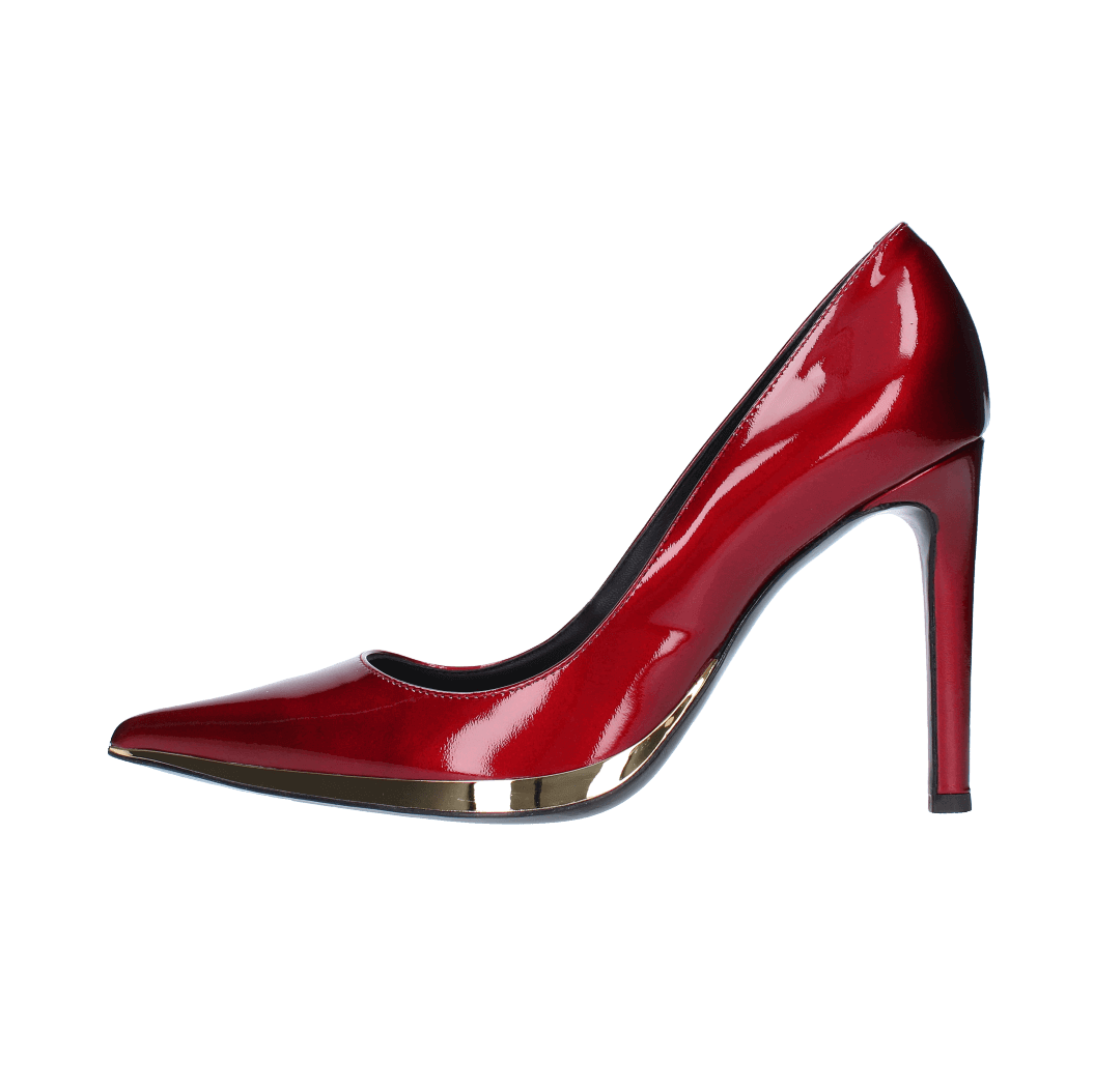 Decolleté in vernice (Rosso) 300GN00V200, elegante scarpa rossa con tacco alto e dettagli in metallo.