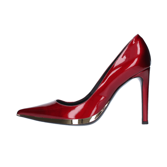 Decolleté in vernice (Rosso) 300GN00V200, elegante scarpa rossa con tacco alto e dettagli in metallo.