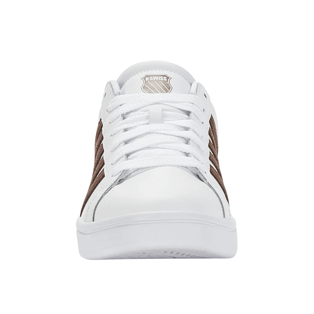 Sneakers in pelle bianco marrone 35ZLD00FFT100 con dettagli in pelle marrone e suola bianca.