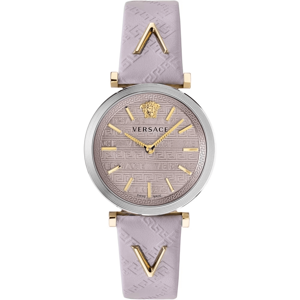 Versace luxury watch 490MNTOROL3D with light pink strap and elegant gold accents