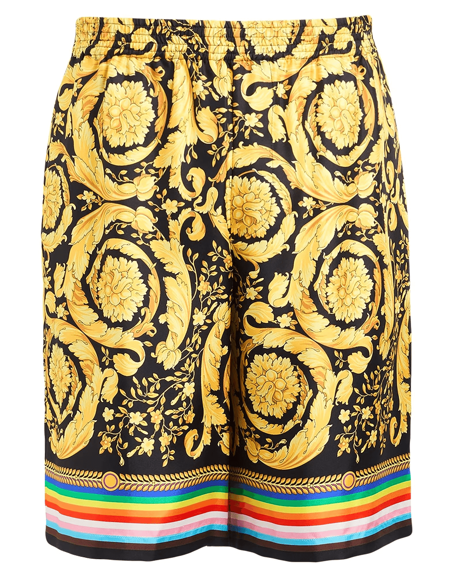 Versace shorts twill premium 700Y10X01100 con stampa floreale e dettagli colorati.
