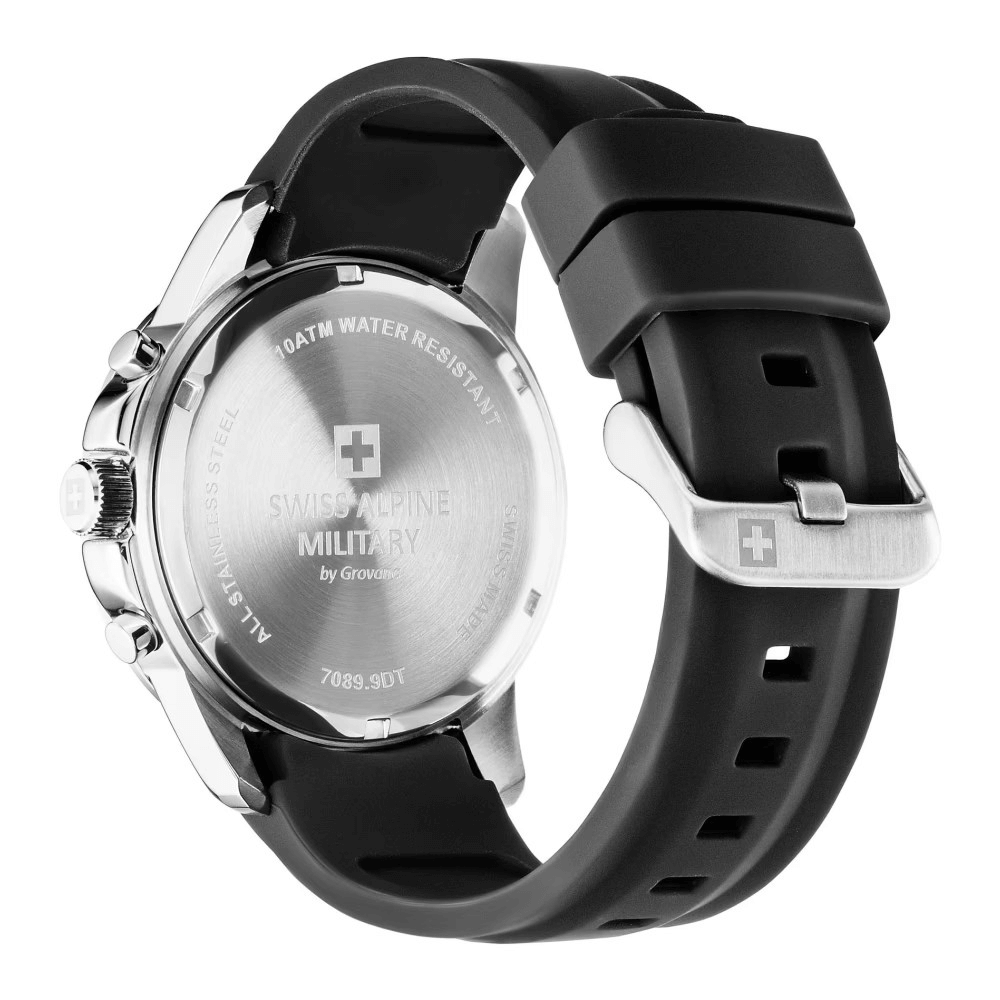 Orologio Swiss Alpine 220MNTOROL2M watch con cinturino in silicone, retro in acciaio inox e resistenza all'acqua.