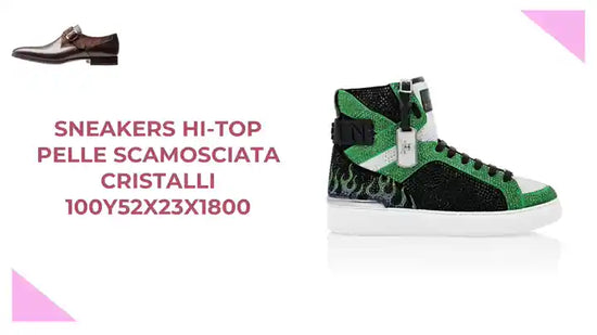 Sneakers hi-top pelle scamosciata cristalli 100Y52X23X1800 by@Outfy