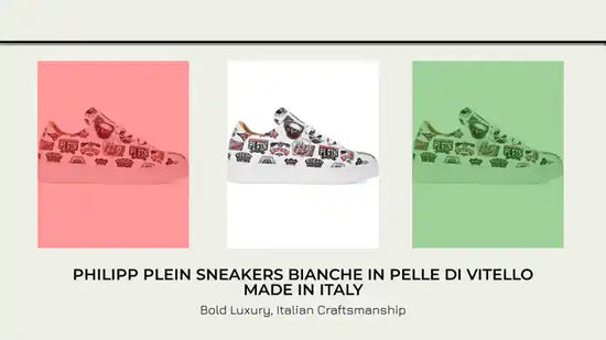 PHILIPP PLEIN Sneakers Bianche in Pelle di Vitello Made in Italy by@Outfy